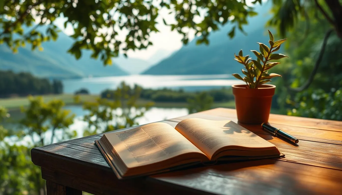 setup of an outdoor environment to journal your emotions