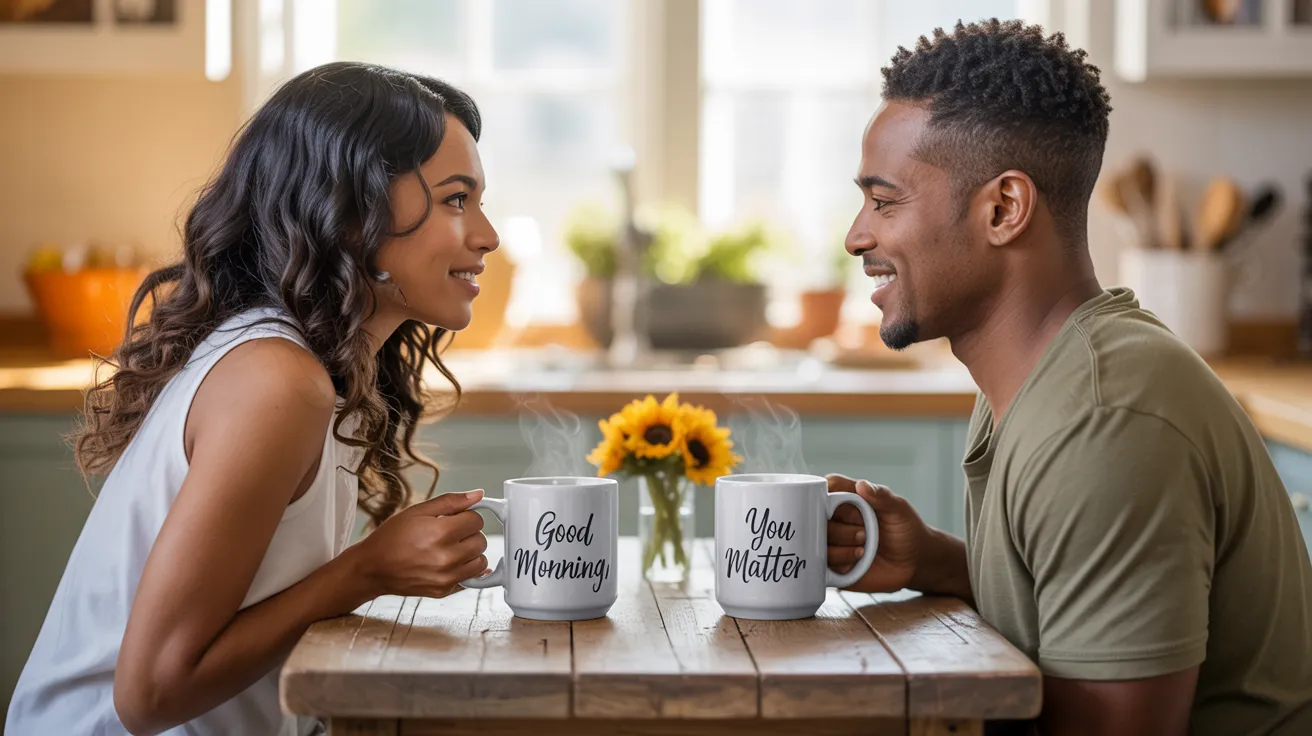 a couple sitting across from each other, in a deep conversation and having regular check-ins