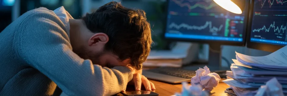 Overwhelmed person at a cluttered desk, showing the mental and emotional toll of stress on overall mental health