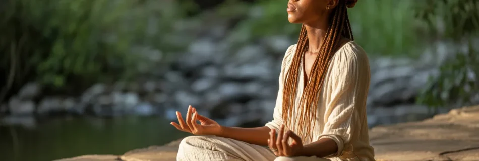 Person meditating in a peaceful space, representing beginner-friendly mindfulness practices for staying present and reducing stress